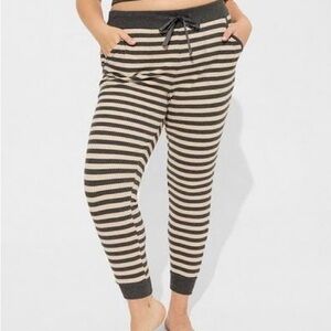 Torrid Grey and Cream Striped Ribbed Sleep Pants